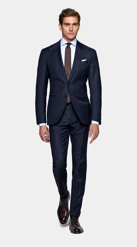 Navy Blue 3 Piece Suit, Mens Navy Suit, Terno Slim, Suits Outfits, Cashmere Suit, Suit Supply, Boss Suits, Dapper Outfit, Custom Made Suits