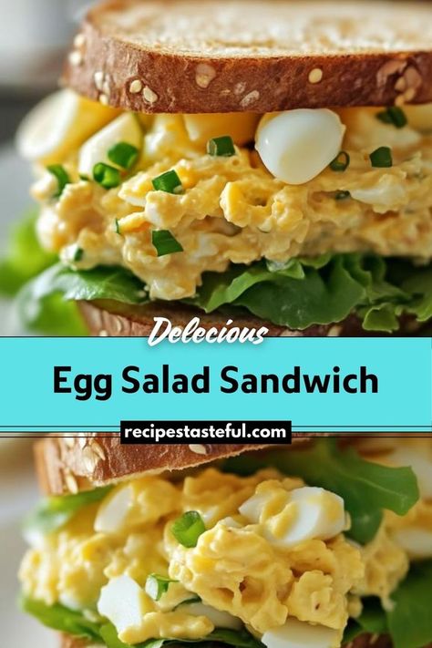 A creamy and delicious Egg Salad Sandwich made with boiled eggs, mayonnaise, and mustard, served on your choice of bread. Perfect for lunch or a light meal. Mustard Egg Salad, Eggs Sandwich, Classic Egg Salad Sandwich, Salad Sandwich Recipe, Egg Salad Sandwich Recipe, Egg Salad Sandwich, Classic Egg Salad, Egg Salad Sandwiches, Egg Salad Recipe