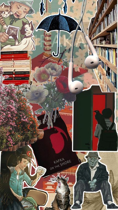 Kafka On The Shore Aesthetic, Murakami Kafka On The Shore, Enchanted Library, Kafka On The Shore, Fiction Story, Book Vibes, Fiction Stories, Haruki Murakami, Poster Ideas