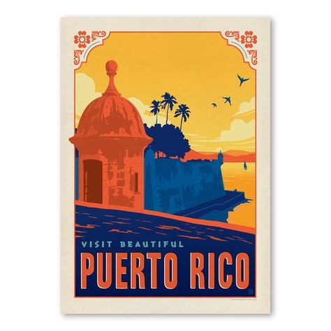 Found it at Wayfair - Puerto Rico Vintage Advertisement Puerto Rico Vintage, Anderson Design Group, Porto Rico, Vintage Advertisement, World Travel, Sunset Beach, Vintage Travel Posters, Vintage Travel, Travel Poster