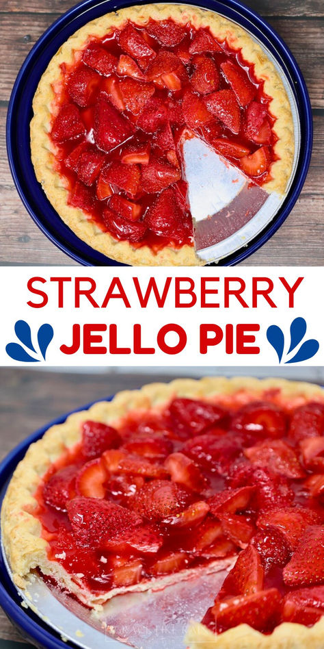 Get ready to shake up your dessert routine with our Strawberry Jello Pie recipe! This fun and delicious creation combines the classic jiggle of jello with the tangy sweetness and juiciness of ripe strawberries. Your family and friends won't believe their tastebuds! Check it out and let the jello-pie revolution begin. Strawberry Pie With Jello, Strawberry Jello Pie, Jello Pie, Easy Strawberry Pie, Layered Jello, Strawberry Pie Recipe, Fresh Strawberry Pie, Strawberry Bread, Strawberry Jello