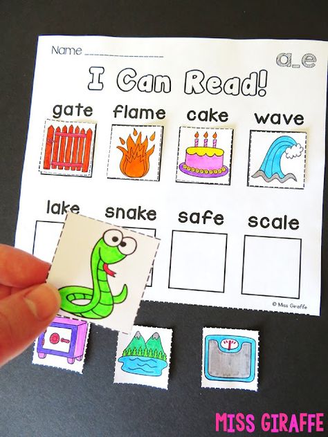 Long A CVCe worksheets and activities ideas for first grade - this post breaks down exactly how to teach first grade reading with so many examples! Long A Activities, Silent E Activities, Cvce Worksheets, A Activities, First Grade Curriculum, Silent E, First Grade Lessons, First Grade Phonics, Activities Ideas