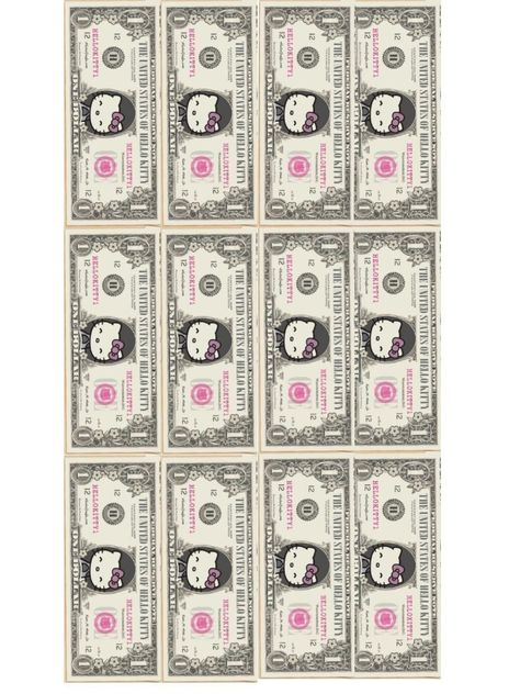 Hello Kitty Money Printable, Hello Kitty Money, Character Dress Up, Vintage Scrapbook Paper, Hello Kitty Printables, Butterfly Nursery, Hello Kitty Dress, Hello Kitty Images, Hello Kitty Characters