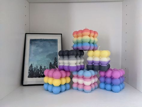 Unique Candles Aesthetic, Orientation Aesthetic, Pride Candles, Pride Ideas, Pride Celebration, Pastel Candle, Candle Designs, Lgbtq Flag, Aesthetic Gifts