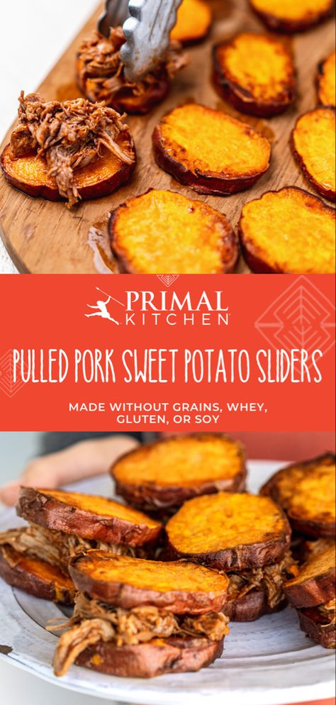 Pulled Pork And Sweet Potato Recipes, Pulled Pork Sweet Potato, Pork Sweet Potato, Potato Sliders, Sweet Potato Sliders, Potato Buns, Clean Dinner, Sweet Potato Buns, Kid Meals