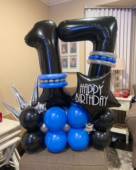 17th Birthday Ideas Boy, 17th Birthday Ideas For Boys, Ballon Diy, Playstation Party, Balloons Number, 17th Birthday Ideas, 16 Balloons, Happy 17th Birthday, Its A Boy Balloons