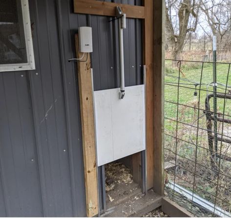 Automatic Coop Door, Diy Automatic Chicken Coop Door, Automatic Chicken Door, Chicken Door, Chicken Feeder Diy, Automatic Door Opener, Chicken Coop Door, Coop Door, Automatic Chicken Coop Door