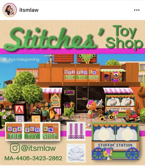 Animal Crossing Toy Shop, Acnh Thrift Shop, Acnh Toy Shop, Acnh 70s Island, Acnh News Stand, Acnh Store Design Code, Acnh Grocery Store, Acnh 70s, Citycore Acnh