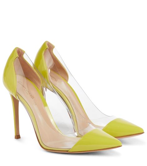 Gianvito Rossi’s Plexi pumps are equal parts modern and elegant. Tipped with patent leather point toes and set on 105mm heels, they're fused with transparent PVC inserts that follow the shape of the foot. Yellow Pointed Toe Synthetic Heels, Yellow Leather Slip-on Heels, Yellow Synthetic Slip-on Heels, Gianvito Rossi Plexi Pumps, Yellow Synthetic Closed-toe Heels, Sparkly Pumps, Dance Heels, Cowboy Shoes, High Heel Dress