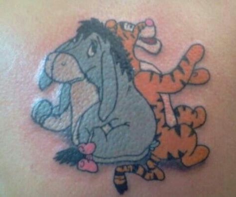 Tigger and Eeyore Tattoos Tigger Tattoo, Cartoon Tattoo Designs, Piglet Tattoo, Eeyore Tattoo, Winnie The Pooh Tattoo, Pooh Tattoo, Tigger And Eeyore, Winnie The Pooh Tattoos, Ant Tattoo