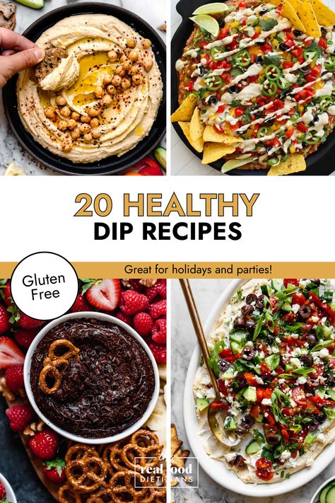 One of our favorite appetizers to bring to parties and holiday gatherings? Healthy Dips of course! Dips are easy and quick to prepare, serve many people, and a nice way to introduce nutrients and healthy fats in an enjoyable, delicious format. Healthy Savory Dips, Chopped Veggie Dip, Healthy 7 Layer Dip, Easy Healthy Dip Recipes, Gf Dairy Free Appetizers, What To Bring To A Dinner Party, Easy Healthy Appetizers For A Party, Healthy Dips Recipes, Healthy Dips And Appetizers