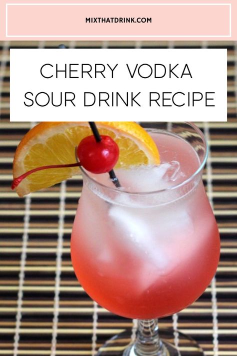 Cherry Vodka Drinks, Kettle One Vodka, Vodka Sour Recipe, Cherry Vodka Sour, Vodka Sour, Bbq Drinks, Sour Drink, Cherry Drink, Cherry Vodka