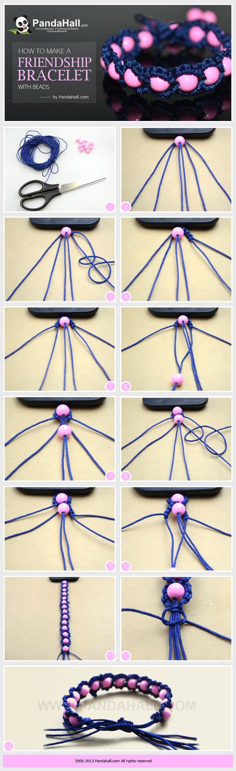 Ideas on how to make a friendship bracelet with beads; as same as the trendy Shamballa bracelet, you can make these fabulous friendship bracelet more distinctive simply by adding some beads in. Seed Bead Bracelets Tutorials, Chevron Friendship Bracelets, Bracelet With Beads, String Bracelet Patterns, Gelang Manik-manik, Diy Bracelets Tutorials, Embroidery Bracelets, Rainbow Loom Bracelets, Friendship Bracelets With Beads