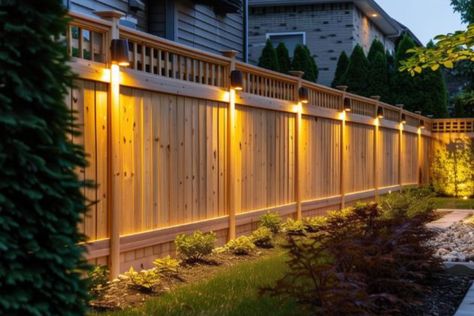 Raised Privacy Fence, Plants Hanging On Fence, Cheap Diy Fence, Diy Fences, Diy Fence Ideas, Privacy Fence Ideas, Farmhouse Backyard, Backyard Gates, House Fence