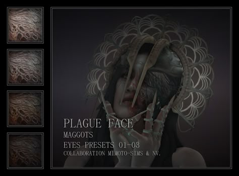 PLAGUE FACE, MAGGOTS, EYES PRESETS 01-03 | NV. Games on Patreon Mods Ts4, Cc The Sims 4, Sims 4 Cc Eyes, Unusual Clothes, Sims 4 Anime, Play Sims, The Plague, Dead By Daylight, Sims 4 Characters