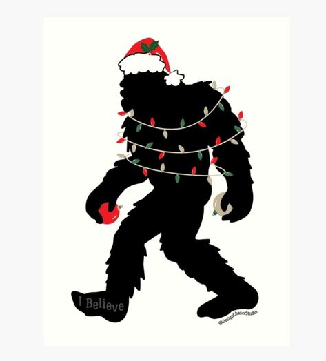 Bigfoot Drawing, Sasquatch Art, Bigfoot Christmas, Bigfoot Pictures, Bigfoot Art, Goth Christmas, Avery Labels, Amazing Artwork, Christmas Printable