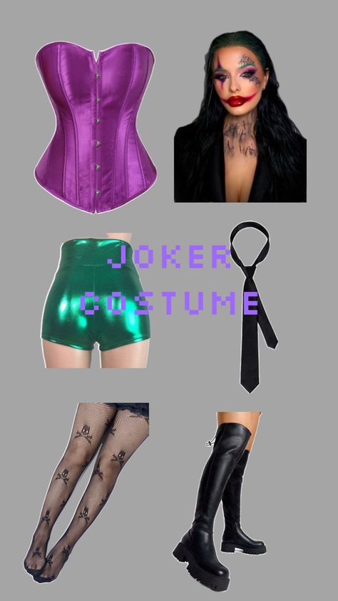 Joker Hot Joker Costume Female, Lady Joker Costume, Halloween Costumes Blondes, Joker Halloween Costumes Female, Diy Joker Costume, Joker Costume Female Outfit, Female Joker Costume, Joker Outfit, Holloween Costumes