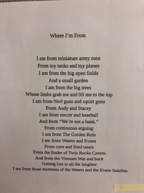 “Where I’m From” Poems – ELA Brave and True by Marilyn Yung Where I’m From Poem, Where I Am From Poem, I Am From Poem, I Am Poems, I Am Poetry, Where Im From Poem, Poetry Activity, Spring Poetry, I Am Poem