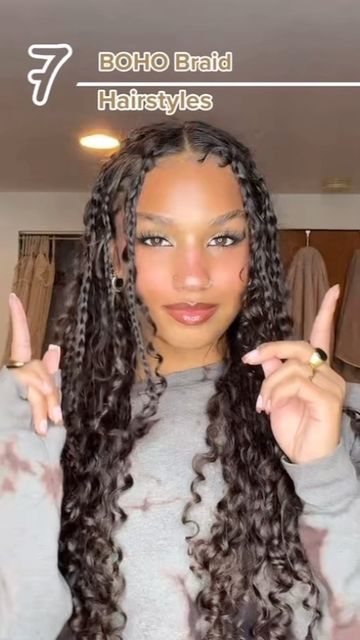 Ashlee West, Boho Braided Hairstyles, Curly Hair Braids, Mixed Curly Hair, Curly Hair Videos, Cute Curly Hairstyles, Curly Hair Styles Easy, Box Braids Styling, Natural Curls Hairstyles