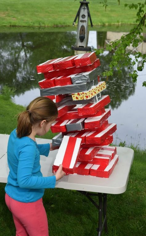 tA DIY Awesome Soft Giant Jenga Game For Kids - My kids couldn't stop playing it. For parties, anytime, summer and backyard fun! KidFriendlyThingsToDo.com Backyard Fun For Kids, Giant Jenga Game, Outdoor Games To Play, Summer Outdoor Games, Diy Kids Playground, Jenga Game, Giant Jenga, Fun Outdoor Games, Giant Games