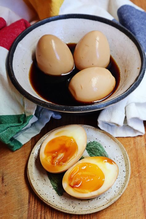 Soy Sauce Eggs (aka Shoyu Tomago) | Food Bloggers of Canada Soy Sauce Egg, Soy Sauce Eggs, Easy Egg Recipes, Easy Eggs, Japanese Cooking, Japanese Dishes, Boiled Egg, Hard Boiled, Instagram Food