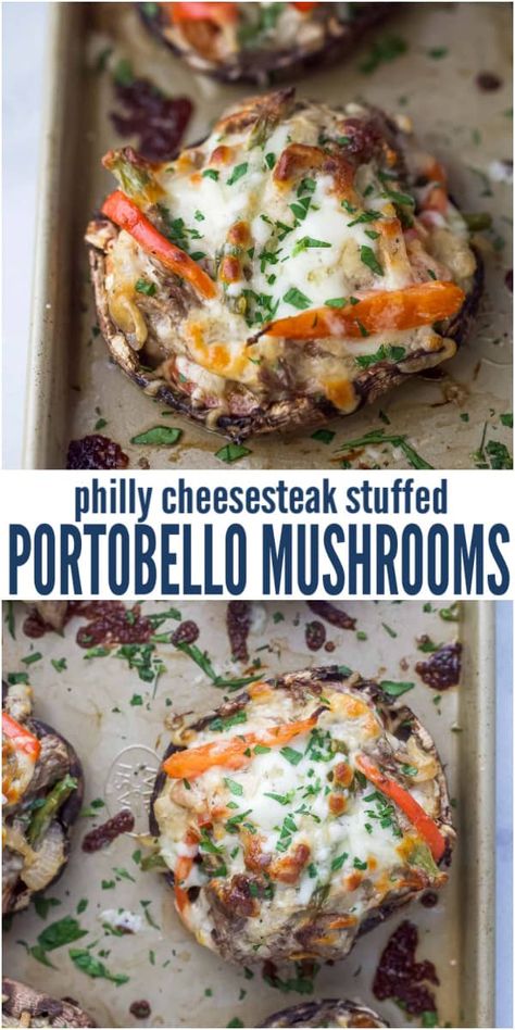 Philly Cheese Steak Portabello, Cheesesteak Bell Peppers, Portabella Mushroom Cheesesteak, Philly Cheesesteak Stuffed Mushrooms, Philly Cheese Steak Stuffed Mushrooms, Cheesesteak Stuffed Portabella Mushrooms, Philly Cheese Steak Mushrooms, Steak Stuffed Portabella Mushrooms, Dinner Mushroom Recipes