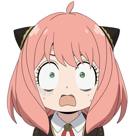 Anya Shock Face, Anya Face, Anya Forger Face, Anya Hair, Anime Shocked Face, Anya Forger Shocked, Spy X Family Anime, Scared Face, Png Tuber