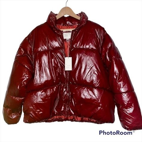 New Without Tag Dark Red Shiny Almost Patent Or Wet Look. Nylon And Polyester Chest: Approx 26” Pit To Pit Length: Approx 26” Sleeves: Approx 23” Jaket Winter, Dark Red Jacket, Red Winter Jacket, Cherry Flavoured, Grunge Winter, Red Puffer Coat, Red Puffer Jacket, Red Puffer, Red Coat