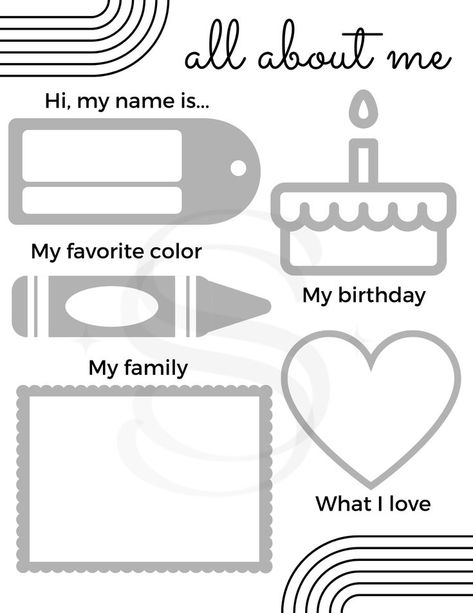 Tell everyone the basics about you! Perfect for little learners or teachers of them :) Preschool Worksheets Free Printables, All About Me Printable, All About Me Worksheet, Back To School Activity, All About Me Preschool, All About Me Activities, About Me Activities, Free Preschool Worksheets, Preschool Coloring Pages