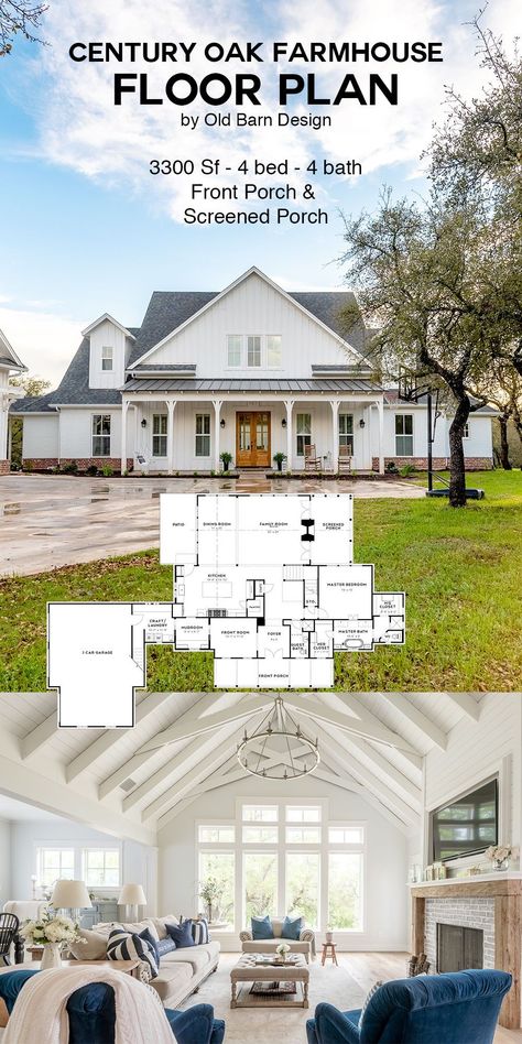 House Plans For Farmhouse, Farmhouse Open Concept Layout, Country Home Floor Plans Farmhouse, House Plans With Big Front Porch, House Plans Screened In Porch, Vaulted Farmhouse Kitchen, Open Concept Vaulted Ceiling Layout, Farmhouse Big Porch, House With Catwalk Floor Plans