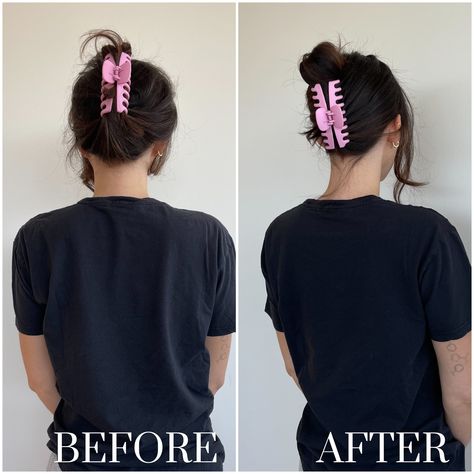 I Tried TikTok's Viral Claw-Clip Hair Hack on Fine Hair | POPSUGAR Beauty Claw Clip In Thick Hair, Wearing Claw Clip For Hair, Claw Clips Shoulder Length Hair, Hair Clip Trick For Long Hair, Long Fine Hair Claw Clip, Hair Clip For Long Thick Hair, Hair Clip Hacks For Short Hair, Claw Clip Shorthair, Short Thick Hair Claw Clip