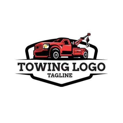 Truck towing logo template. Suitable logo for business related to automotive service business industry Tow Truck Logo, Towing Logo, Trucking Logo, Logo For Business, Car Logo Design, Truck Transport, Service Business, Black Background Wallpaper, Car Logo