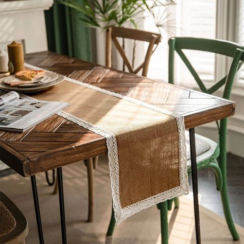 Look what I found on AliExpress Hessian Table Runner, Farmhouse Tabletop, Lace Table Runner, Lace Table Runners, Burlap Table Runners, Lace Table, Home Trends, Farmhouse Dining, Linen Table Runner