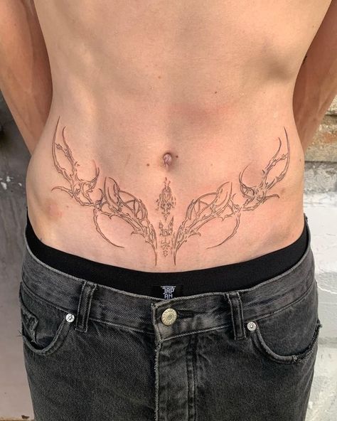 Pelvic Tattoos, Tatuaje Studio Ghibli, Cybersigilism Tattoo, Abdomen Tattoo, Lower Stomach Tattoos, Perut Six Pack, Waist Tattoos, Belly Tattoo, Sigil Tattoo