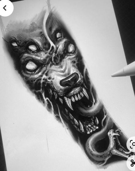 Demon Animal Tattoo, Horror Animal Tattoo, Skull Tattoo Stencil, Angel Demon Tattoo, Darkside Tattoo, Biomechanical Tattoo Design, Bio Organic Tattoo, Evil Tattoos, Movie Tattoos