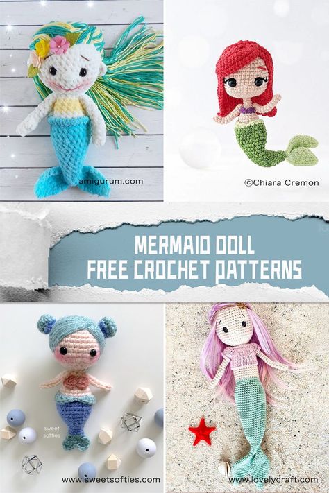 #freecrochetpatterns #crochetmermaid Mermaid dolls are a beloved crochet project for many crafters. With their beautiful tails and flowing hair, they make great gifts for children and adults alike Mermaid Crochet Pattern Free, Little Mermaid Crochet, Baby Mermaid Crochet, Mermaid Crochet Pattern, Mermaid Crochet, Crochet Mermaid Tail, Baby Doll Pattern, Flowing Hair, Crochet Mermaid