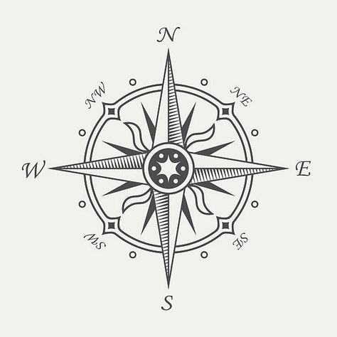 Vintage Compass Tattoo, Compass Drawing, Compass Symbol, Compass Art, Illustration Rose, Map Sketch, Fantasy Map Making, Nautical Signs, Vintage Compass