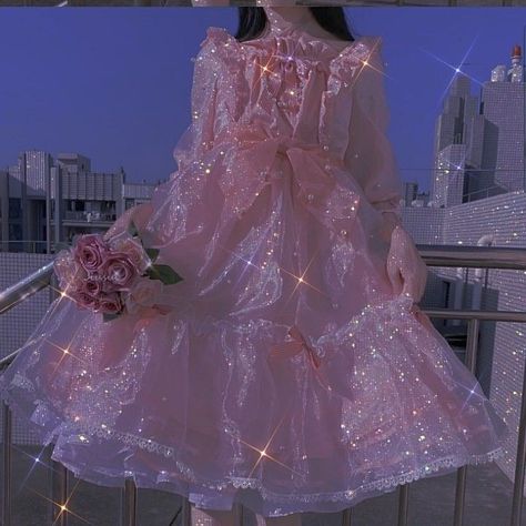 Twinkle Dress, Pretty Quinceanera Dresses, Sparkle Wedding Dress, Aesthetic Dress, Pastel Pink Aesthetic, Fairytale Dress, Princess Aesthetic, Fantasy Dress, Kawaii Clothes