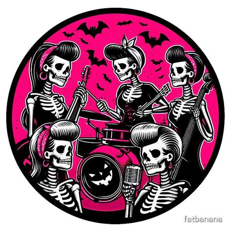 Rockabilly Halloween. Another new design on the FULL RANGE of products and clothing options #Rockabilly #vintage #retro #pinup #pinupstyle #rockabillygirl #Rockabillystyle #band #music #tshirt #skeleton #tshirtdesign fashion #1950s #pinup #band #music #halloween #design #goth #gothabilly #50s style #tshirtprinting Rockabilly Halloween, Skeleton Girl, 1950s Pinup, Music Tshirt, Preppy Backpack, Rockabilly Girl, Retro Pinup, Fashion 1950s, 50s Style