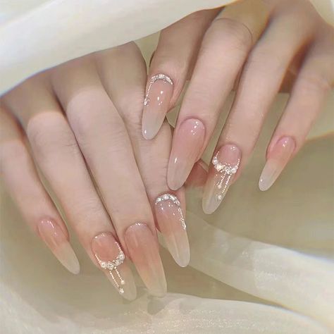 💖 Delicate Blush Gradient 💖 Less is more with our stunning nude ombre nails with a hint of sparkle! Perfect for any occasion, these elegant nails combine a natural blush gradient with subtle rhinestone accents for a look that’s both timeless and sophisticated. Whether it’s for a wedding, a date night, or just because—these nails are your go-to for understated luxury. 🌹 ✨ Swipe up to get your own set now! 💅 #LuxeHermit #NudeNailArt #OmbreNails #RhinestoneNails #ElegantNails #BridalNails #Mini... Nails Diamonds, Long Almond, Eye Nails, Nails Press, Nagel Tips, Nails Tips, Almond Shape Nails, Cat Eye Nails, Nail Salons