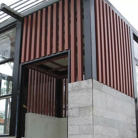 Outdoor Wall Cladding, Office Revamp, External Wall Cladding, Wall Cladding Designs, Outdoor Wall Panels, Farm Villa, Wood Panelling, Exterior Wall Cladding, Cladding Design