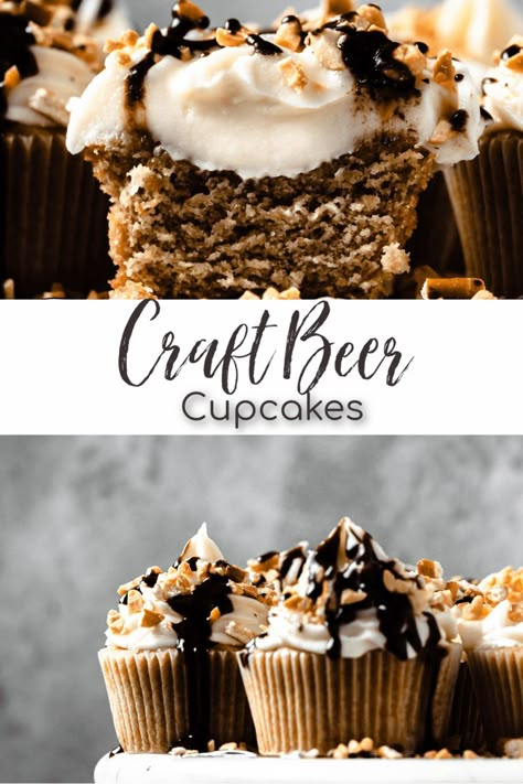 Father’s Day Cupcake Flavors, Beer Cupcakes For Men, Beer Flavored Cupcakes, Beer Flavored Cake, Beer Dessert Table, Beer Themed Desserts, Man Cupcakes Ideas For Men, Beer Mug Cupcakes, Manly Cupcakes Ideas For Men