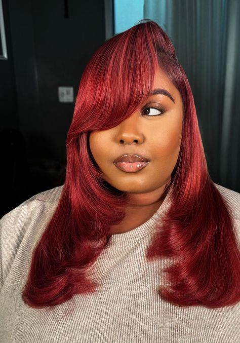 Red Wig Layers, Red Frontal Bob, Color Wigs For Black Women, Wig Layers, Red Frontal, Frontal Bob, Red Hairstyles, Lirika Matoshi, Color Wigs