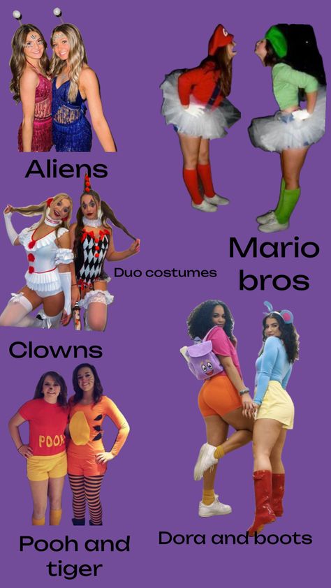 Friend Costume Ideas Two Matching, Crazy Duo Halloween Costumes, Iconic Dous Outfits, Iconic Dous Outfits Halloween, Twin Tuesday Spirit Week Ideas, Halloween Costumes Duo Unique, Duo Halloween Costumes Bff Middle School, Iconic Duo Day Spirit Week, Dynamic Duo Spirit Week