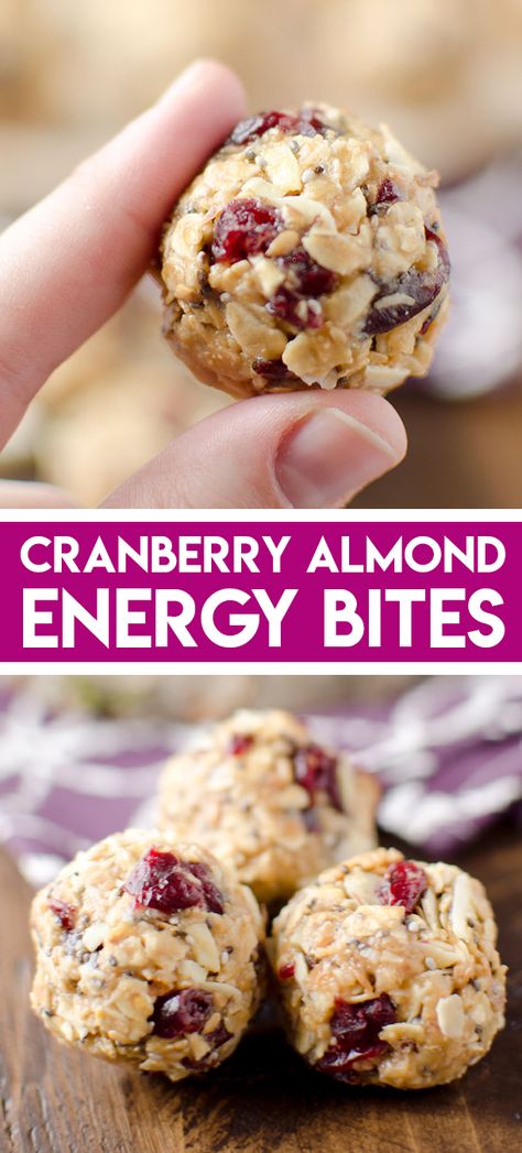 Almond Energy Bites, Cranberry Almond Energy Bites, بذور الشيا, Healthy Snacks To Buy, Energy Bites Recipes, Protein Packed Snacks, Cranberry Almond, Protein Bites, Healthy Bites