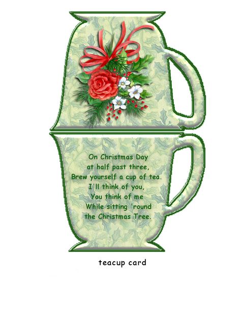 Christmas Tea Bags, Tea Cup Card, Christmas Tea Party, Christmas Freebie, Tea Crafts, Cross Stitch Christmas, Tea Bag Holder, Stitch Christmas, Christmas Tea