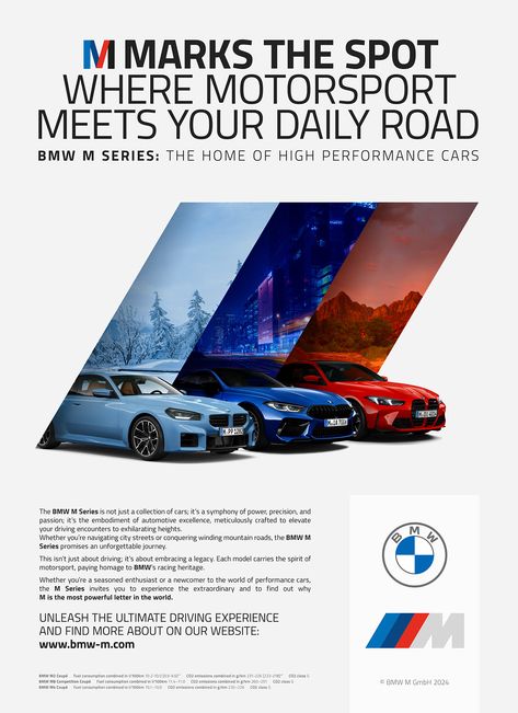 BMW M SERIES | ADVERTISING CONCEPT Series Advertising, Bmw Ads, Bmw M Colors, M2 Bmw, Bmw M Series, Bmw Design, Bmw M1, Common Phrases, High Performance Cars