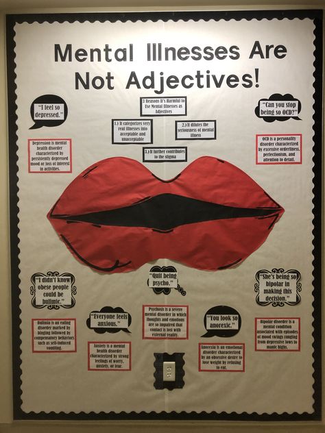 Psychology Board Ideas, Self Advocacy Bulletin Board, Psychology Bulletin Board, Mental Health Bulletin Board Ideas, High School Counselors Office, Mental Health Bulletin Board, Future Psychologist, Health Classroom, Nurse Bulletin Board