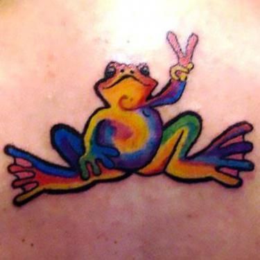 Cool Peace Frog Tattoo Design Peace Frog Tattoo, Frog Facts, Tree Frog Tattoos, Peace Frog, Small Frog, Princess Tattoo, Frog Tattoos, Sunflower Tattoos, Turtle Tattoo