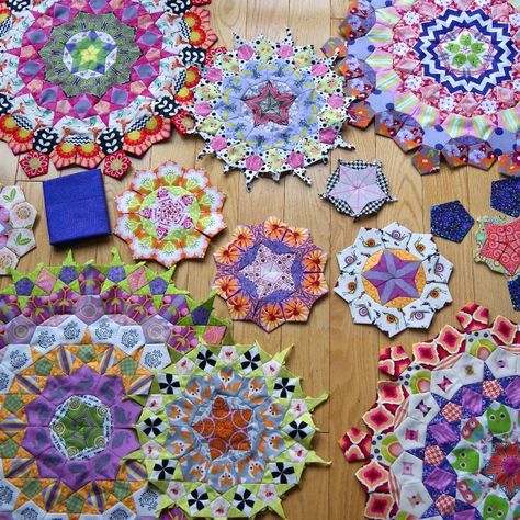 Millefiori Quilt Pattern, Passacaglia Quilt, La Passacaglia Quilt, Millefiori Quilts, Kaleidoscope Quilt, Hexie Quilt, English Paper Piecing Quilts, Hexagon Quilt, Colorful Quilts